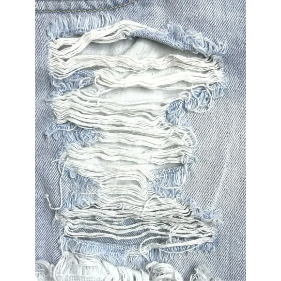 Aeropostale High-Rise Cheeky Shorts Shorty Denim Sz 2 Light Blue Distressed Y2K - Picture 4 of 7